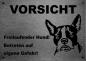 Preview: Edelstahl Hundeschild Boston Terrier VORSICHT Freilaufender Hund! Betreten auf eigene Gefahr!